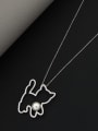 thumb Brass Rhinestone White Cat Minimalist Long Strand Necklace 1