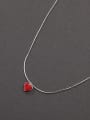 thumb 925 Sterling Silver Rhinestone Red Heart Minimalist Long Strand Necklace 1
