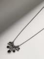 thumb Brass Cubic Zirconia Black Geometric Minimalist Long Strand Necklace 1