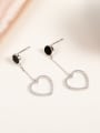 thumb Brass Cubic Zirconia Black Heart Minimalist Drop Earring 0