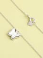 thumb 925 Sterling Silver Cubic Zirconia White Butterfly Minimalist Long Strand Necklace 1