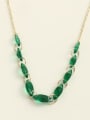 thumb 925 Sterling Silver Crystal Green Geometric Minimalist Long Strand Necklace 0