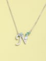 thumb 925 Sterling Silver Cubic Zirconia White Letter Minimalist Long Strand Necklace 1