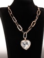 thumb Brass Glass Stone Heart Statement Long Strand Necklace 1