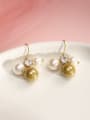 thumb Brass Cubic Zirconia White Round Dainty Drop Earring 1