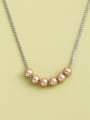 thumb 925 Sterling Silver Imitation Pearl Brown Round Minimalist Long Strand Necklace 0