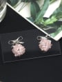 thumb Brass Cubic Zirconia Pink Mushroom Minimalist Stud Earring 0