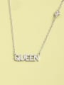 thumb 925 Sterling Silver Cubic Zirconia White Letter Minimalist Long Strand Necklace 0