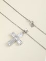 thumb 925 Sterling Silver Cubic Zirconia White Cross Minimalist Long Strand Necklace 1