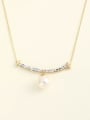 thumb 925 Sterling Silver Imitation Pearl White Round Minimalist Long Strand Necklace 0