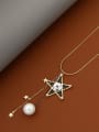thumb Brass Imitation Pearl White Star Minimalist Long Strand Necklace 2