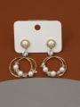 thumb Brass Imitation Pearl White Round Minimalist Drop Earring 0