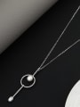 thumb Brass Imitation Pearl White Key Minimalist Long Strand Necklace 0