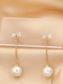 thumb Brass Imitation Pearl White Round Classic Drop Earring 0