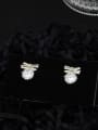 thumb Brass Cubic Zirconia White Bowknot Minimalist Stud Earring 0