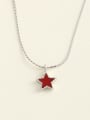thumb 925 Sterling Silver Red Pentagram Minimalist Choker Necklace 0