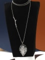 thumb Brass Cubic Zirconia White Leaf Dainty Long Strand Necklace 0