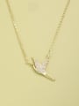 thumb 925 Sterling Silver Cubic Zirconia White Bird Minimalist Necklace 0