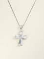 thumb 925 Sterling Silver Cubic Zirconia White Cross Minimalist Long Strand Necklace 0