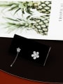 thumb Brass Cubic Zirconia White Flower Minimalist Drop Earring 0