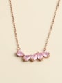 thumb 925 Sterling Silver Cubic Zirconia Pink Minimalist Necklace 0