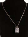 thumb Brass Cubic Zirconia White Rectangle Trend Long Strand Necklace 1