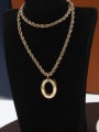 thumb Brass Oval Minimalist Long Strand Necklace 0