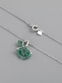 thumb 925 Sterling Silver Glass Stone Green Leaf Minimalist Necklace 1