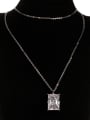 thumb Brass Cubic Zirconia White Rectangle Trend Long Strand Necklace 1