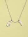 thumb 925 Sterling Silver Cubic Zirconia White Key Minimalist Long Strand Necklace 1