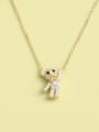 thumb 925 Sterling Silver Cubic Zirconia Pink Bear Minimalist Necklace 0