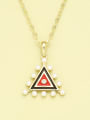 thumb 925 Sterling Silver Imitation Pearl White Triangle Minimalist Necklace 0
