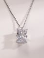 thumb Brass Cubic Zirconia White Rectangle Trend Long Strand Necklace 0