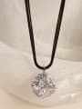 thumb Brass Cubic Zirconia White Ball Long Strand Necklace 0