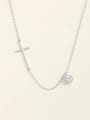 thumb 925 Sterling Silver Cubic Zirconia White Cross Minimalist Long Strand Necklace 0