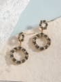 thumb Brass Cubic Zirconia White Round Trend Drop Earring 0