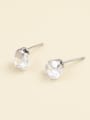 thumb 925 Sterling Silver Crystal White Round Minimalist Stud Earring 1
