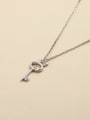 thumb 925 Sterling Silver Cubic Zirconia White Key Minimalist Link Necklace 1