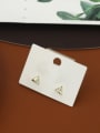 thumb Brass Rhinestone White Triangle Minimalist Stud Earring 0
