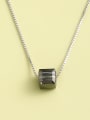 thumb 925 Sterling Silver Crystal White Square Minimalist Long Strand Necklace 1