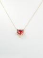 thumb 925 Sterling Silver Glass Stone Red Minimalist Necklace 0