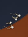 thumb Brass Imitation Pearl White Geometric Minimalist Hook Earring 1