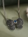 thumb Alloy Glass Stone Blue Butterfly Trend Long Strand Necklace 0