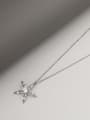 thumb Brass Cubic Zirconia White Star Minimalist Long Strand Necklace 0