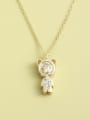 thumb 925 Sterling Silver Cubic Zirconia White Bear Minimalist Long Strand Necklace 0