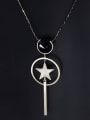 thumb Brass Cubic Zirconia Black Star Minimalist Long Strand Necklace 0