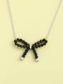 thumb 925 Sterling Silver Black Bowknot Minimalist Long Strand Necklace 1