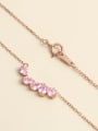thumb 925 Sterling Silver Cubic Zirconia Pink Minimalist Necklace 1