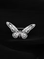 thumb Brass Cubic Zirconia White Butterfly Classic Brooch 0