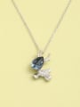 thumb 925 Sterling Silver Crystal Blue Deer Minimalist Long Strand Necklace 0